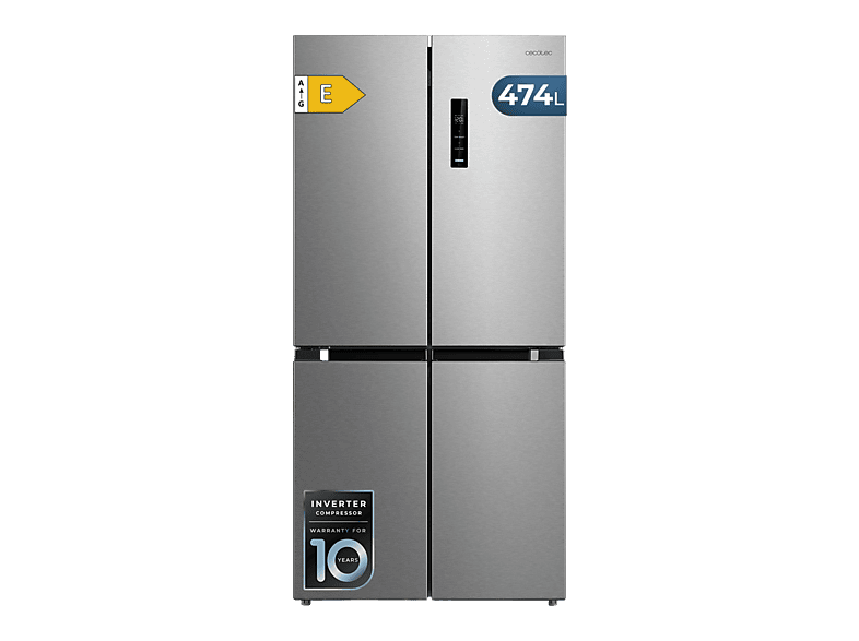 Cecotec Bolero CoolMarket 4D 474 Inox E T474 L Total NoFrost Fresh Flex Compresor Inverter Ultrasilencioso 35 dB Inox