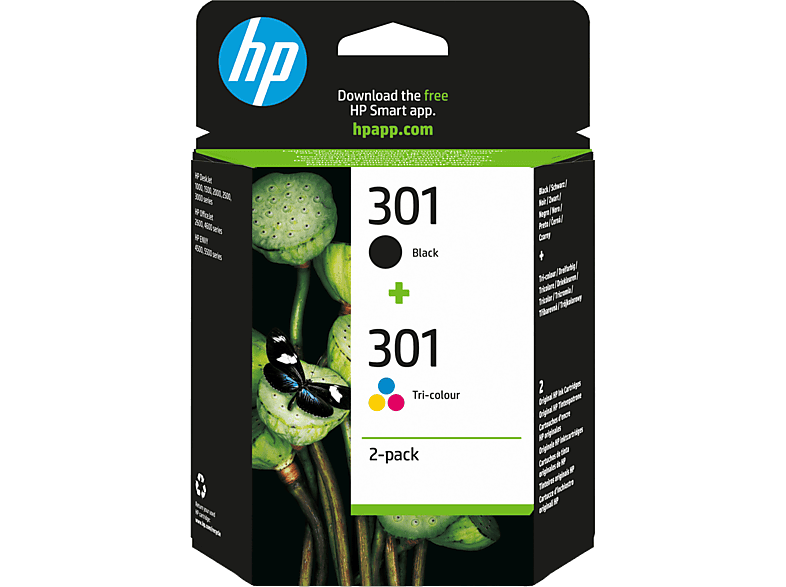 HP 301 Combo 2 Pack Negro/Tricolor N9J72AE