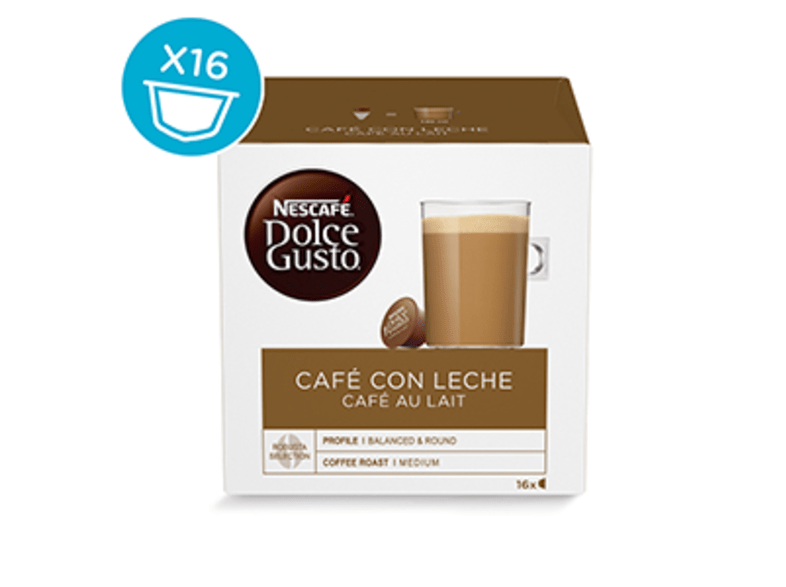 Dolce Gusto Café con leche,Pack de 16 cápsulas para 16 tazas