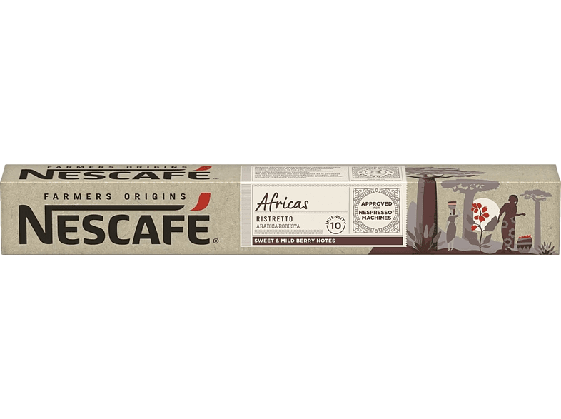 Nescafé Africas Ristretto Arábica  Notas dulces a frutos rojos 10 cápsulas