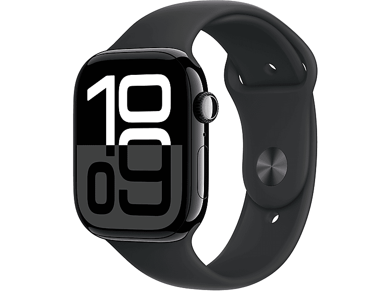 Apple Watch Series 10 (2024) GPS 46 mm Gesto de doble toque Caja de aluminio Negro azabache Correa deportiva Negra Talla S/M
