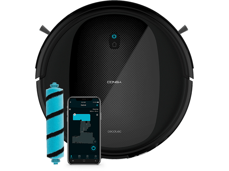 Cecotec Conga Perfect&Clean Connected Titanium 2100 Pa 160 min 10 Modos 3 Niveles App Mando Alexa Wi-Fi Negro