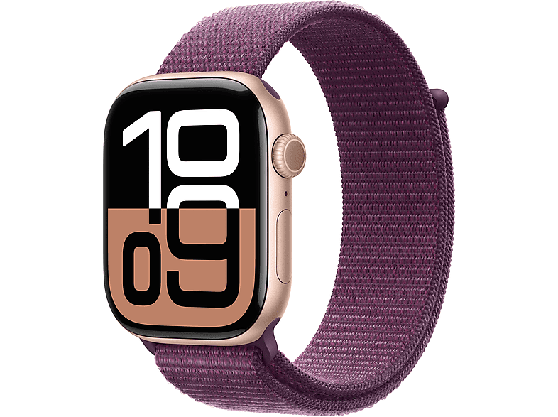Apple Watch Series 10 (2024) GPS 46 mm Gesto de doble toque Caja de aluminio Oro rosa Correa deportiva Rosa rubor Talla M/L