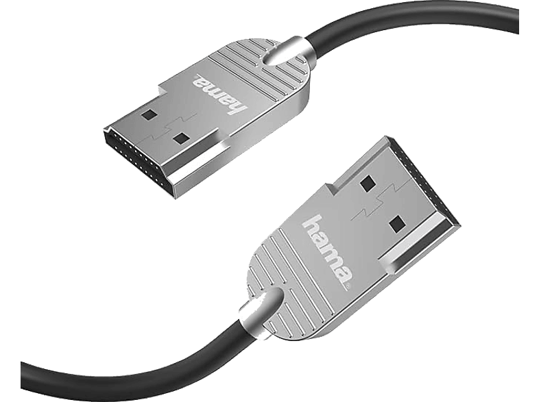 Hama Ultra-Slim Tipo-A 1m PC-TV Ultra HD 4K Plata