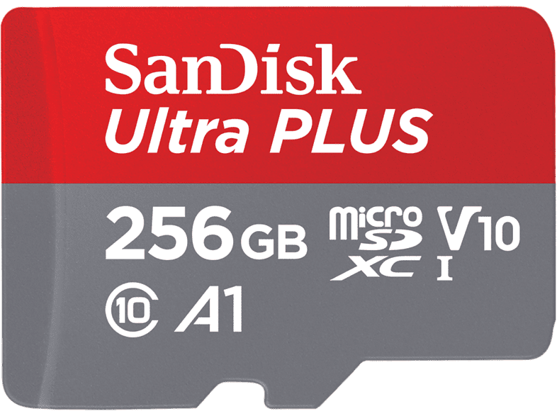 SanDisk Ultra PLUS 256 GB 160 MB/s UHS-I V10 A1 C10 Adaptador SD Multicolor