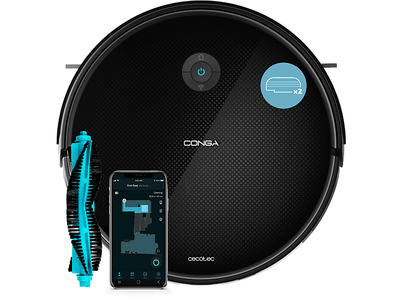Cecotec Conga 2499 Ultra X-Treme 4en1 2200 Pa 160 min Cepillo multifunción Bluetooth Wi-Fi Black