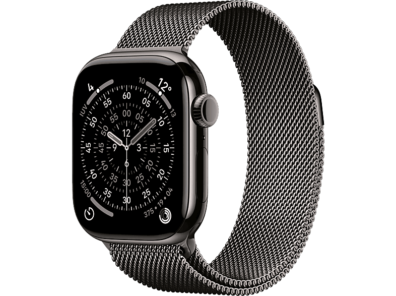 Apple Watch Series 11 (2025) GPS+CEL 46 mm Caja de titanio Pizarra Correa Milanese Loop Pizarra M/L Calidad del sueño 24h Autonomía