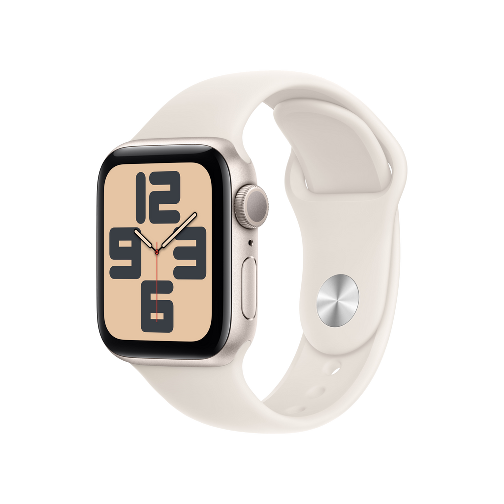 Apple Watch SE (2024) GPS + Cellular 40 mm Caja de aluminio Blanco estrella Vidrio delantero Ion-X Correa deportiva Blanco estrella Talla M/L