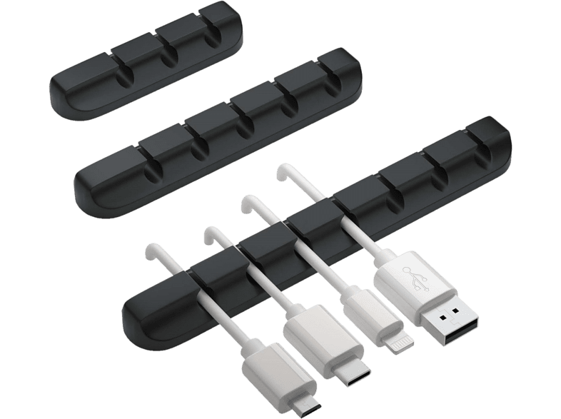 ISY ICA-1000 Portacables 3 Piezas Silicona Negro
