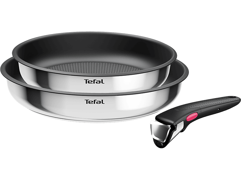 Tefal L8813S Ingenio 2 unidades 22/26 cm Mango extraíble Revestimiento titanio antiadherente Indicador de calor Acero Inox