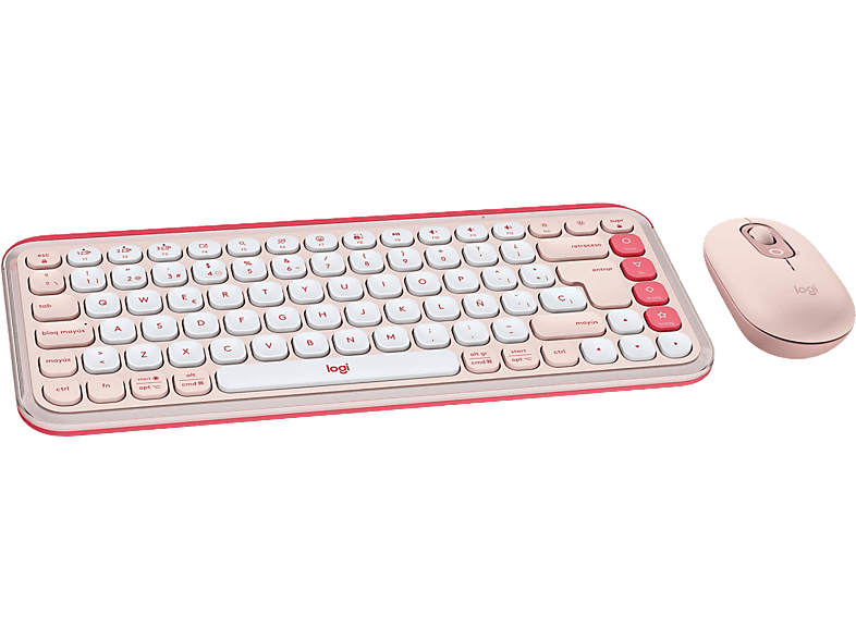 Logitech Pop Icon Inalámbrico Bluetooth Easy-Switch hasta 3 dispositivos Teclas y botones personalizables PC-Mac Rosa