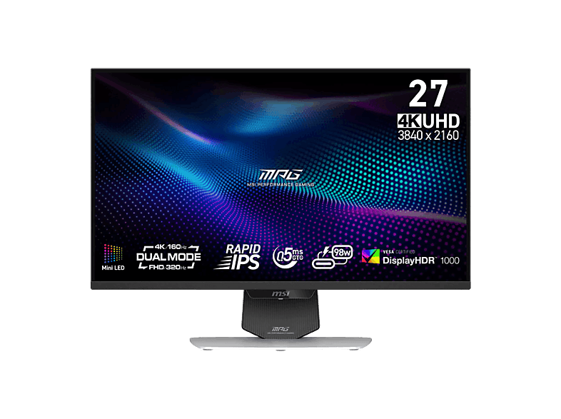 MSI MPG 274URDFW E16M 27 UHD 4K 320/160 Hz 0.5 ms IPS Altura Ajustable Mini LED Blanco
