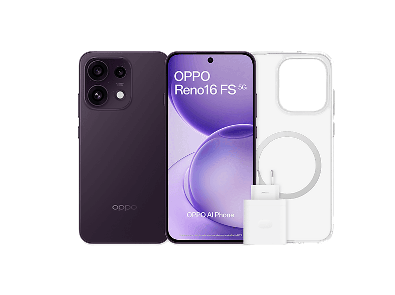 OPPO Bundle Reno16 FS Púrpura Negro 512 GB 8 GB RAM 6.57 AMOLED Mediatek Dimensity 7300 6500 mAh Incluye Funda y Cargador