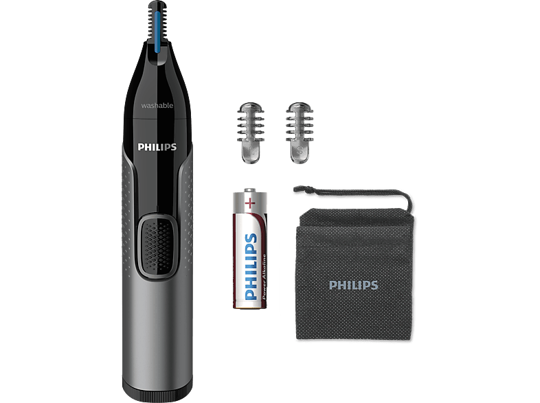 Philips NT3650/16 Acero inoxidable Para orejas y cejas 2 Peines-guía Resistente agua Gris Pila AA