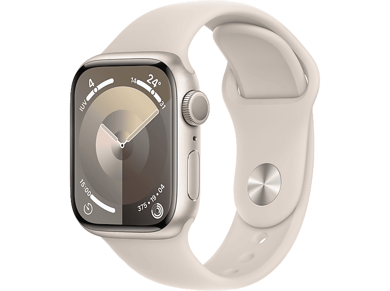 Apple Watch Series 9 (2023) GPS 41 mm Gesto de doble toque Caja de aluminio blanco estrella Correa deportiva blanco estrella Talla M/L