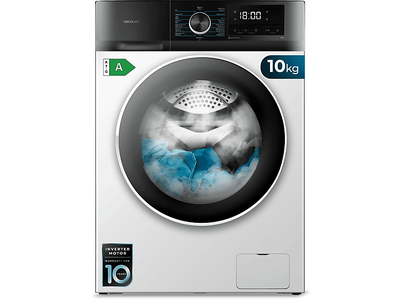 Cecotec Bolero DressCode 10500 Inverter A 10 kg 1400 rpm Motor Inverter Plus Lavado con vapor White