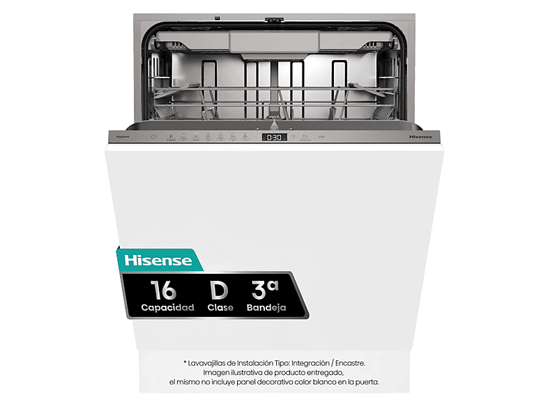 Hisense HV16D5 16 servicios 6 programas 59.8 cm Cestas flexibles Tres programas Sin Panelar