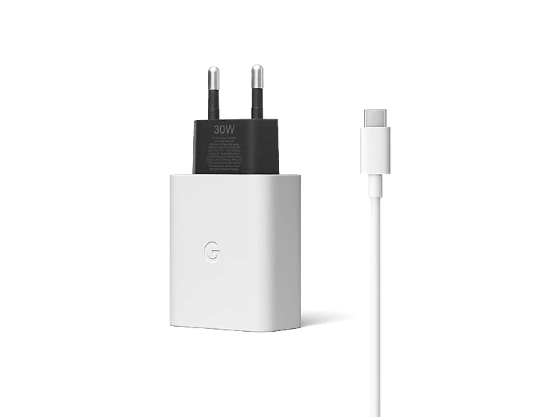 Google Pixel 30W USB-C con Cable USB-C (GA02275-EU) Compatible con dispositivos con carga USB-C Carga rápida Clearly White