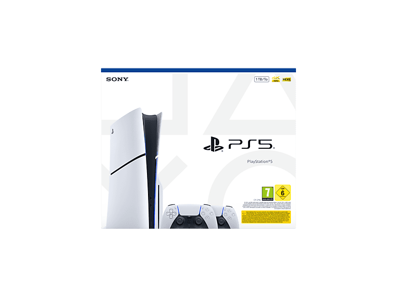 Sony PS5 Slim Standard 1 TB SSD 4K 2 mandos DualSense Chasis E Blanco