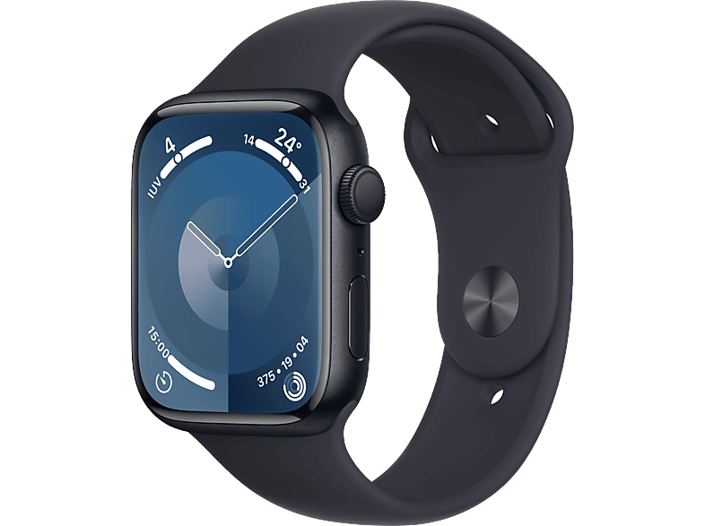 Apple Watch Series 9 (2023) GPS 45 mm Gesto de doble toque Caja de aluminio medianoche Correa deportiva medianoche Talla M/L