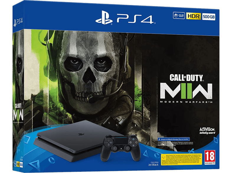Sony PS4 Slim 500 GB Negro + Call Of Duty Modern Warfare II (código descarga)