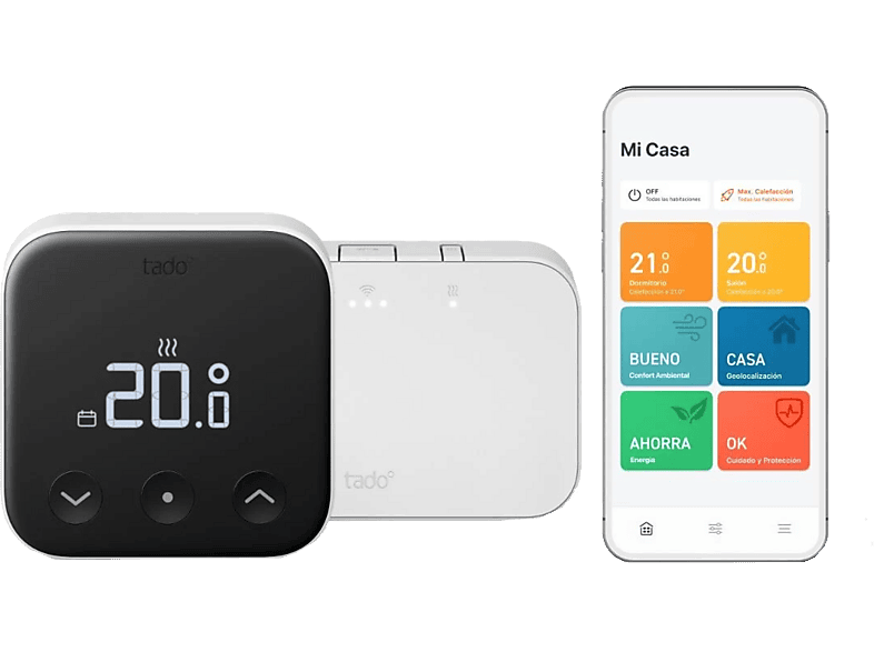 Tado Inteligente X Inalámbrico Compatible con la mayoría de Calderas y Bombas de calor Negro/Blanco