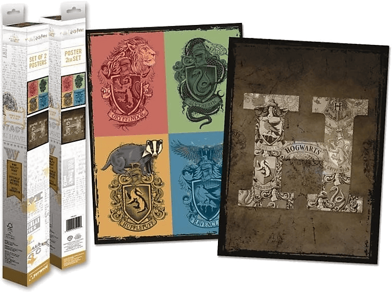 Pyramid InternationalHarry Potter. Escudos y Hogwarts 2 Pósters 52 x 38 cm