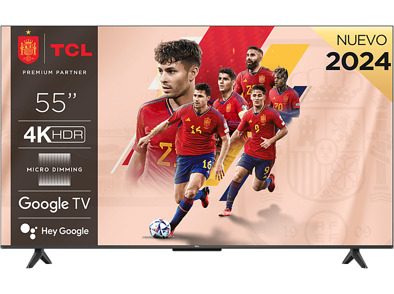 TCL 55P655 UHD 4K Quad Core Smart TV Google TV HDR Brushed titanium metal front