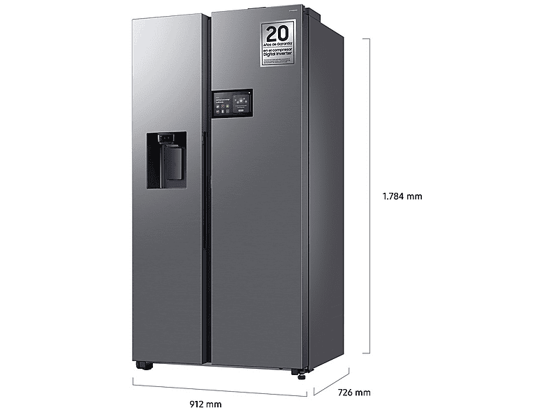 Samsung Bespoke AI RS90F64EETEF Mono Cooling No Frost 178.4 cm 621 l Dispensador de agua y hielo Balda Botellero Inox
