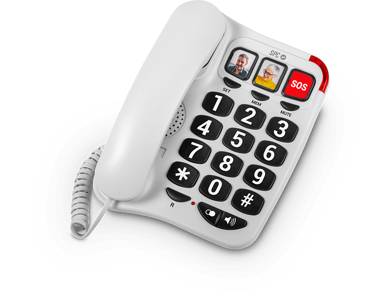 SPC Comfort Numbers 2 Fijo Análogo Para Mayores Teclas grandes Para audífonos Blanco