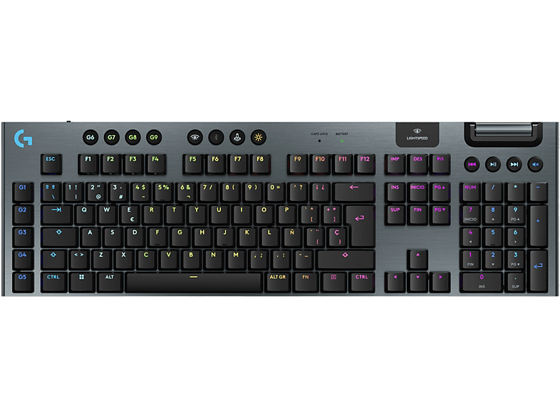 Logitech G G915 X Lightspeed Inalámbrico RGB Conectividad tri-mode Keycontrol Interruptores mecánicos GL Personalizable Negro
