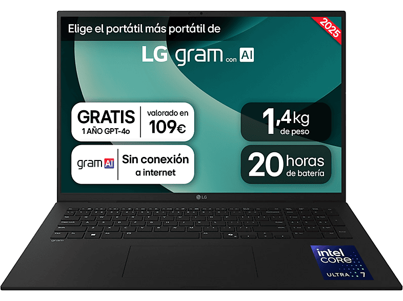 LG 17ZD90T-G.AX78B 17 WQXGA Intel® Evo™ Edition Core™ Ultra 7-255H 16 GB RAM 1 TB SSD Arc™ GPU FreeDOS