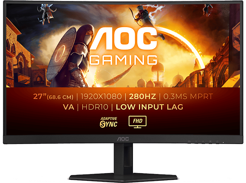 AOC C27G4ZXE 27 Full-HD 1 ms GtG 0.3 ms MPRT 280 Hz Curvo Fast VA Retroiluminación WLED Negro
