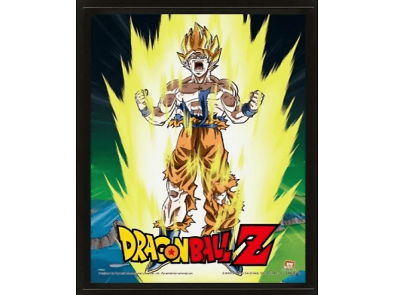 Sherwood Dragon Ball - Goku Super Saiyan 3D Enmarcado de plástico negro Multicolor