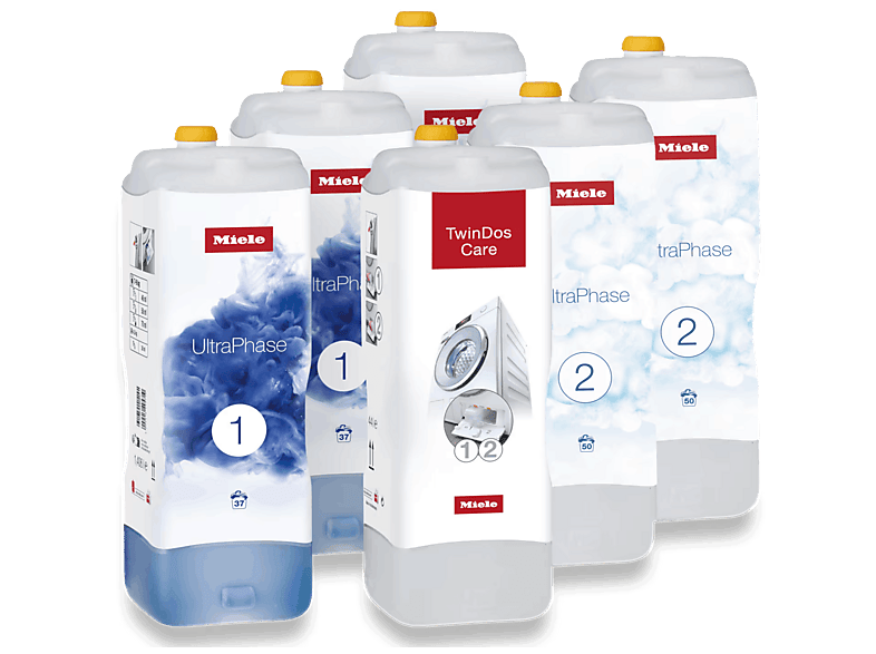 Miele Set 5x UltraPhase + TwinDos Care Colores Vivos y Blanco Reluciente Hasta 150 Lavados Blanco