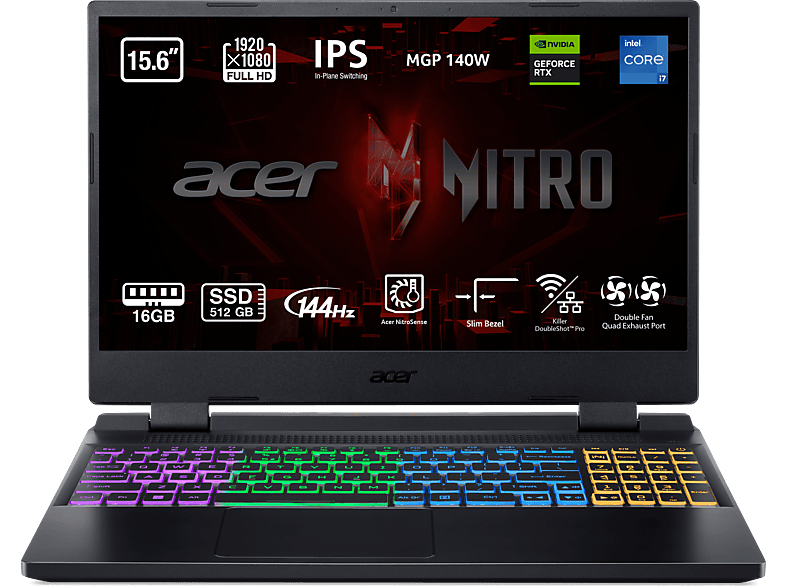 Acer Nitro 5 AN515-58-74PM 15.6 Full HD Intel® Core™ i7-12650H 16GB RAM 512GB SSD GeForce RTX™ 4060 Sin sistema operativo