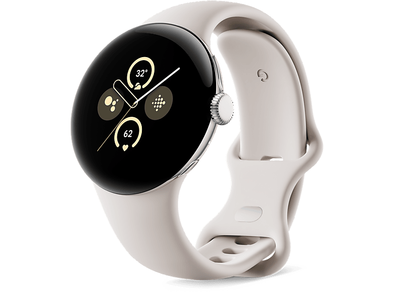 Google Pixel Watch 2 41 mm AMOLED GPS Android Caja aluminio plata pulida Correa deportiva blanco porcelana