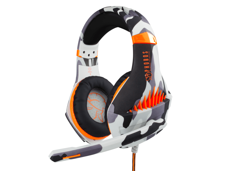 Auriculares gaming FR-TEC Phobos Winter Warrior Multiplataforma Micrófono Gris y Naranja