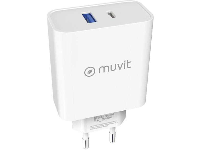 MUVIT TR320002 Universal USB Type-C + Type-A QC 65W Blanco