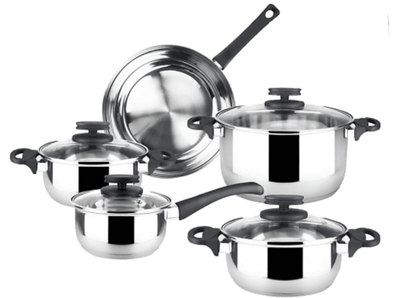 Magefesa 01BXSTYLE09 Acero inoxidable Tapas de Cristal 3x Cacerolas de 24 20 y 18 cm 1x Cazo de 16 cm 1x Sartén 24 cm Inox