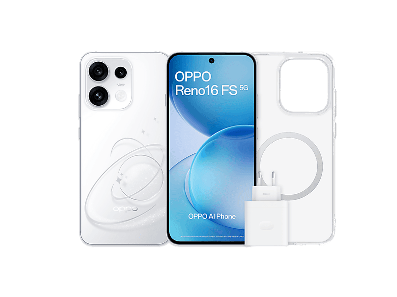 OPPO Bundle Reno16 FS Blanco 512 GB 8 GB RAM 6.57 AMOLED Mediatek Dimensity 7300 6500 mAh Incluye Funda y Cargador