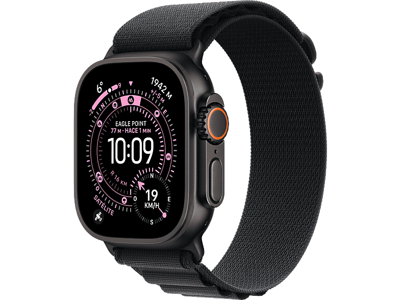Apple Watch Ultra 3 (2025) GPS+CEL 49 mm Caja de Titanio Negro Correa Alpine Loop Negro S Calidad del sueño Via satélite 42h Autonomía