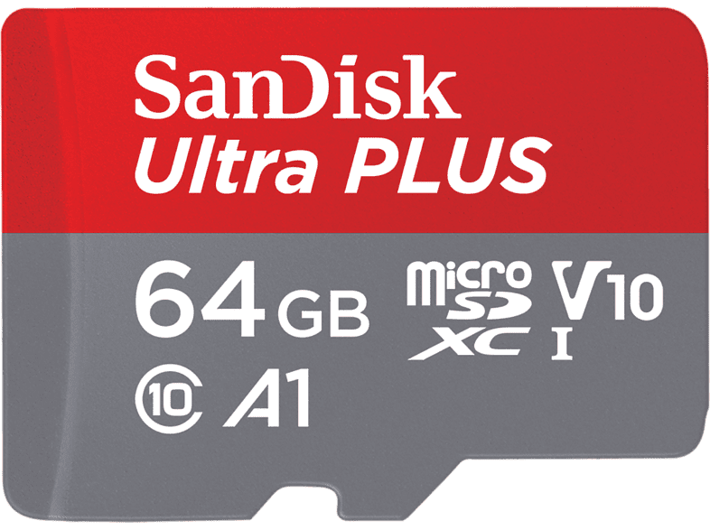 SanDisk Ultra PLUS 64 GB 150 MB/s UHS-I V10 A1 C10 Adaptador SD Multicolor