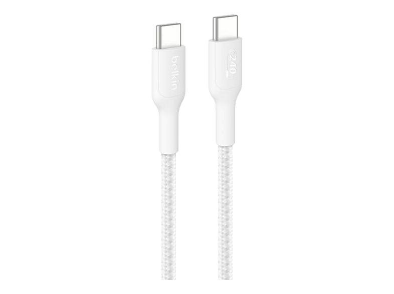 Belkin CAB024 1 m Dispositivos provistos de puerto USB-C USB-C a USB-C 240 W Trenzado Blanco