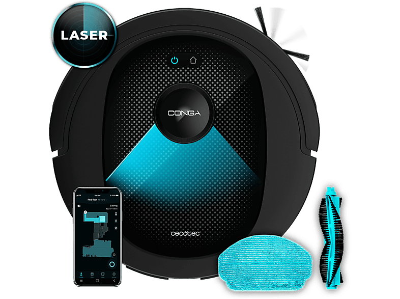 Cecotec Conga 7490 Ultimate Genesis 4en1 2600 Pa Láser 120 min Wi-Fi App Black