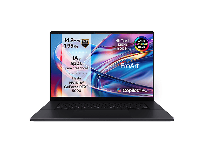 ASUS ProArt P16 OLED H7606WX-SE024W Copilot+ PC 16  WQUXGA AMD Ryzen™ AI 9 HX 370 50 TOPS 64GB RAM 2+2TB SSD RTX™ 5090 Windows 11 H