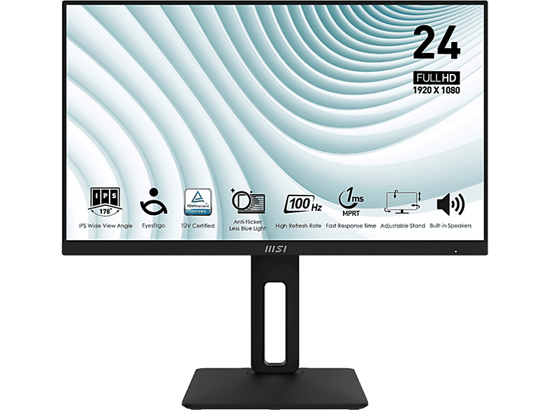 MSI PRO MP242AP 23.8 Full-HD 4 ms GtG 1 ms MPRT 100 Hz Altura Ajustable Negro