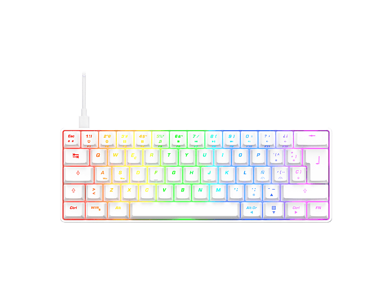 ISY IGK-5100-WT-ES Mini RGB Mecánico Cable Teclas iluminadas Blanco