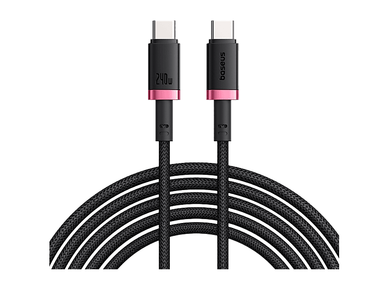 Baseus Dura Tipo-C a Tipo-C 100 cm 240W Carga rápida Ultrarresitente Negro y Rojo