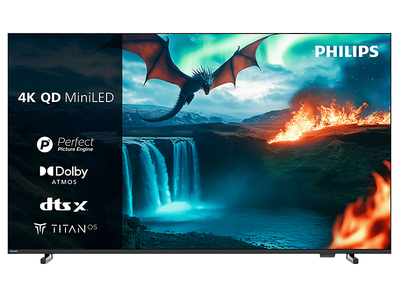 Philips 75MLED820/12 UHD 4K P5 Perfect Picture Engine Smart TV Dolby Vision y Dolby Atmos Titan OS DVB-T2 Negro